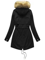 Černo-světle modrá oboustranná dámská zimní bunda s kapucí (w214big)