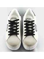 Bílo-černé dámské tenisky trampky z různých spojených materiálů (1088) Bílo-černé dámské tenisky trampky z různých spojených materiálů (1088)