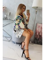 Netopýří šaty s vázáním v pase ecru Netopýří šaty s vázáním v pase ecru