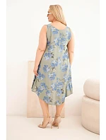 Dámské šaty plus size z viskózy s květinovým vzorem na ramínkách khaki