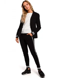 M459 Blejzr s pruhovanými žebrovanými manžetami - černý