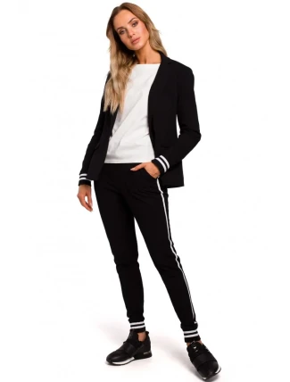 M459 Blejzr s pruhovanými žebrovanými manžetami - černý M459 Blejzr s pruhovanými žebrovanými manžetami - černý