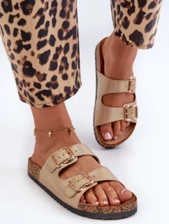 Dámské pantofle Fronila se zlatými přezkami