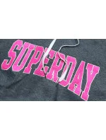 Tmavě šedá krátká dámská mikina s nápisy (26014) Tmavě šedá krátká dámská mikina s nápisy (26014)