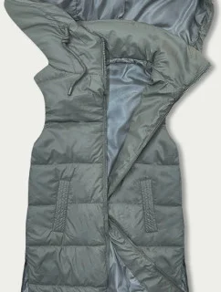 Dámská vesta v khaki barvě s kapucí (B8212-11)