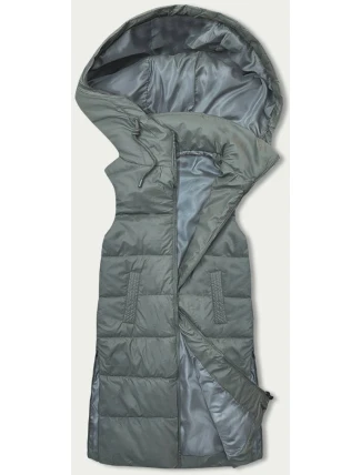 Dámská vesta v khaki barvě s kapucí (B8212-11) Dámská vesta v khaki barvě s kapucí (B8212-11)