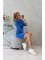 Šaty s kapucí a kapsami chrpově modré Šaty s kapucí a kapsami chrpově modré