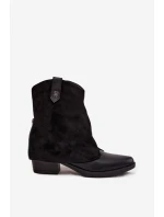 Vytápěné cowboy boty na podpatku černé Sylvette