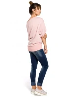 B048 Halenka nadměrné velikosti se zavinovacími detaily - pudrová