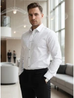 Pánská bílá vzorovaná košile slim fit FashionStreet DX2695