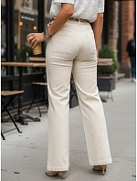 Dámské rovné džínové kalhoty s vysokým pasem ecru FashionStreet UY3058