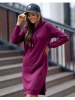 Dámské casual šaty ve vínové bordó barvě s kapucí (523) Dámské casual šaty ve vínové bordó barvě s kapucí (523)