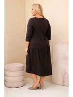 Dámská bavlněná sukni Plus Size s volánky a ohrnutým rukávem hnědá