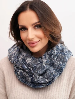 Dámský vlněný melírovaný silný šál na zimu KN24 jeansový+grafitový