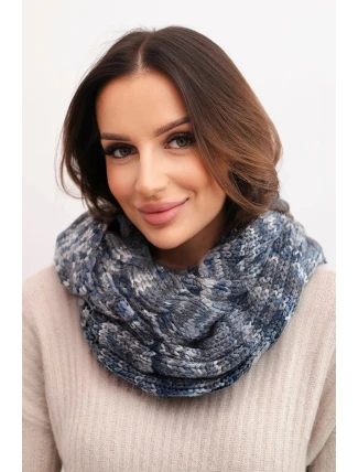 Dámský vlněný melírovaný silný šál na zimu KN24 jeansový+grafitový Dámský vlněný melírovaný silný šál na zimu KN24 jeansový+grafitový