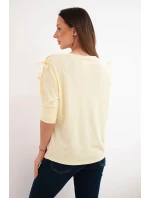 Dámská viskózová blůza se ozdobnými stuhami žlutá