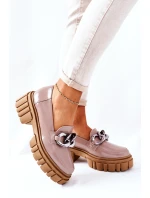 Dámské Boty Loafers Kůže Cappuccino Laura Messi 2339