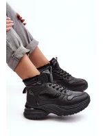 Ocieplané dámské sportovní šněrovací boty černé Dejana