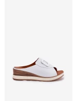 Dámské kožené pantofle na klínu Artiker 56C2149 oranžové