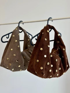 Kožená semišová kabelka s ozdobou hnědá Narisse