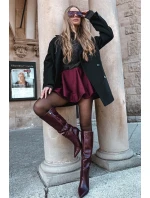 Dámské kozačky na jehlovém podpatku s páskem bordó Lisanne