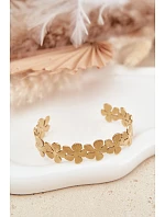 Dámský náramek ze nerezové oceli s květinami zlatá