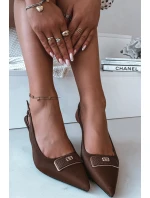 Dámské sandály na podpatku s ozdobným detailem Čokoládové Lurella