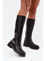 Dámské kožené zateplené kozačky Maciejka – černé