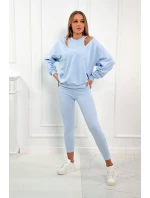 3-dílný set mikina + top + legíny modrá