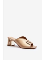 Elegantní dámské sandály na podpatku Laura Messi 2771 zlaté