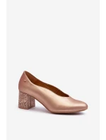 Elegantní kožené lodičky na podpatku Maciejka 06422-25 zlaté