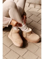 Dámské Sněhule Na Platformě Zateplené Kožíškem Béžové Xamella