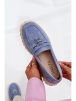 Dámské semišové mokasíny s přívěskem medvěda Vinceza 79533 Modré Dámské semišové mokasíny s přívěskem medvěda Vinceza 79533 Modré