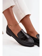 Mokasyny Loafersy Dámské Z Eko Kůže Černé Bessina