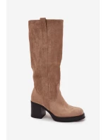 Dámské zimní kozačky s masivním podpätkem béžové Sanelle Dámské zimní kozačky s masivním podpätkem béžové Sanelle