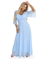 Dlouhé třpytivé šaty plus size 654-3 modré - Numoco Dlouhé třpytivé šaty plus size 654-3 modré - Numoco