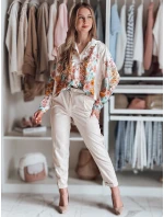 Dámské květované tričko oversize BLOSSIVA light beige FashionStreet DY0464