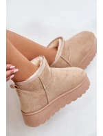 Dámské Sněhule Na Platformě Zateplené Kožíškem Béžové Xamella