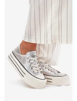 Dámské Kožené Tenisky Na Platformě GOE RR2N4108 Stříbrné Dámské Kožené Tenisky Na Platformě GOE RR2N4108 Stříbrné