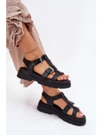 Dámské Sandály Eko Kůže S Přezkami Černé Jeneliena