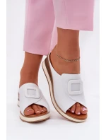 Dámské kožené pantofle na klínu Artiker 56C2149 oranžové