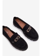 Dámské mokasíny se zlatým přezkou Černé Mirelva