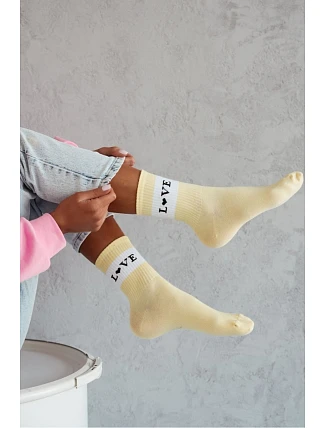 Dámské bavlněné ponožky LOVE Žluté