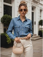 Dámská džínová košile z lyocellu, ležérní, modrá, FashionStreet DY0493