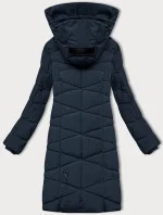 Tmavě modrá dámská zimní bunda s kožešinovou podšívkou LHD (LHD-24578) Tmavě modrá dámská zimní bunda s kožešinovou podšívkou LHD (LHD-24578)