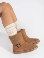 Komfortní dámské  sněhule hnědé bez podpatku