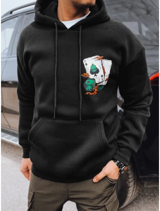 Pánská mikina s potiskem černá FashionStreet BX5666