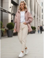 Dámská prošívaná bunda s kapucí růžová FashionStreet TY5528