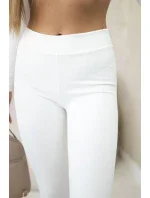 Dámské žebrované legíny s vysokým pasem ecru