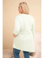 Dámská suknička Plus Size z viskózy s volným střihem a dlouhým rukávem mátová